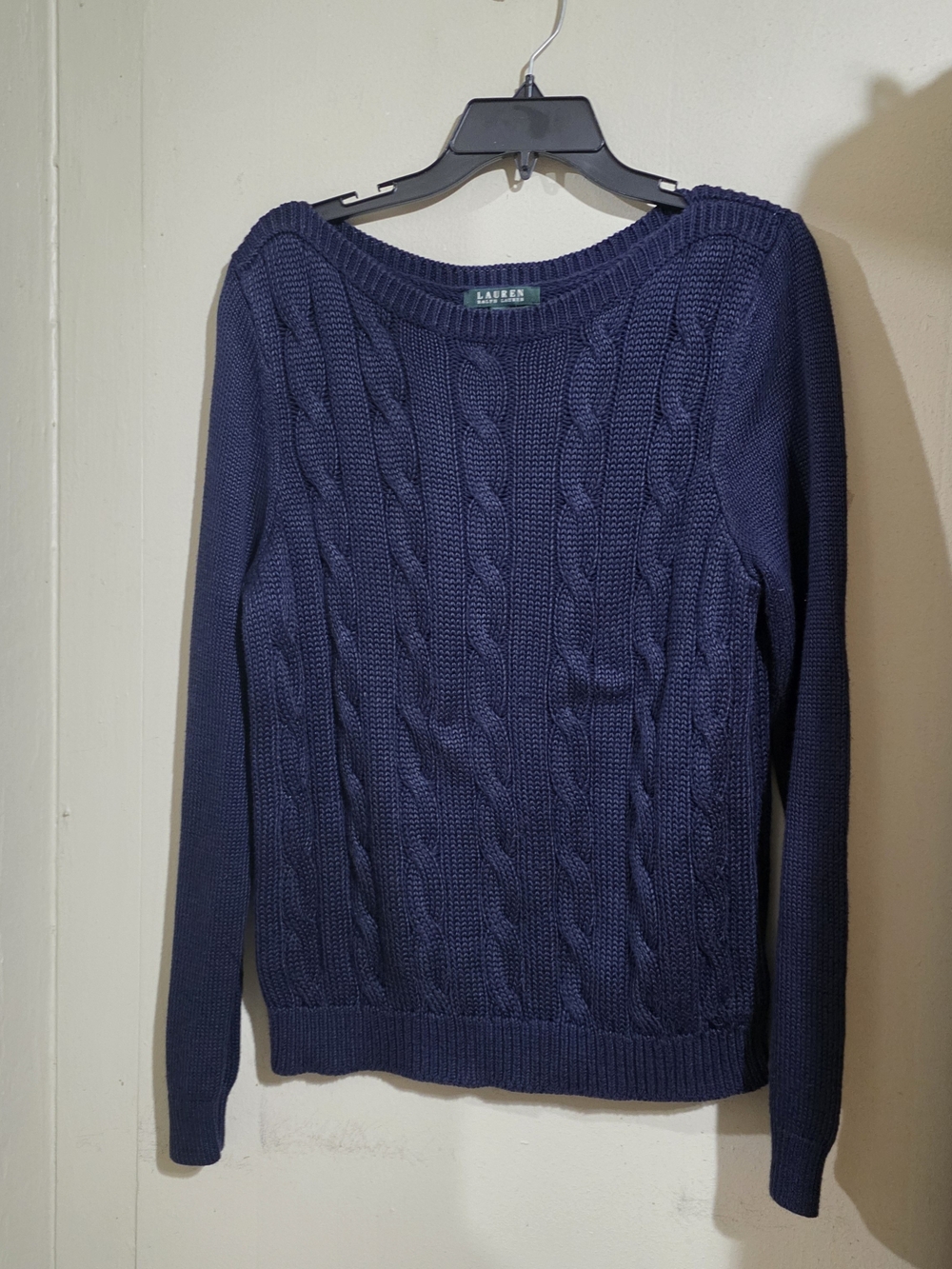 Ralph Lauren  Navy Blue Cable Knit Sweatet Size XL GUC